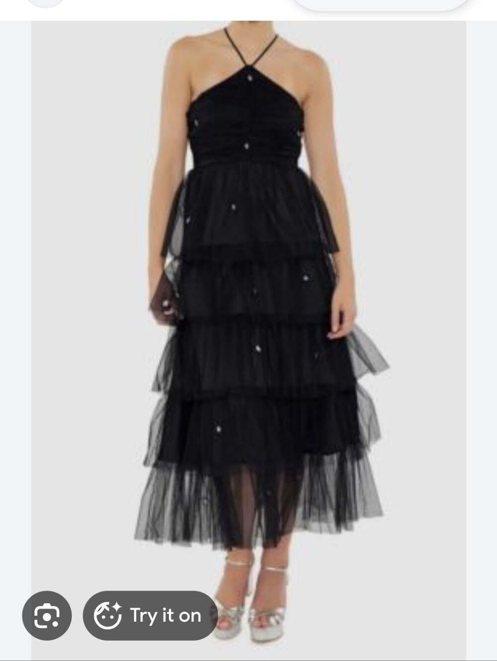 Likely Black Tiered Tulle Evening Gown with Embellishments Size 2
